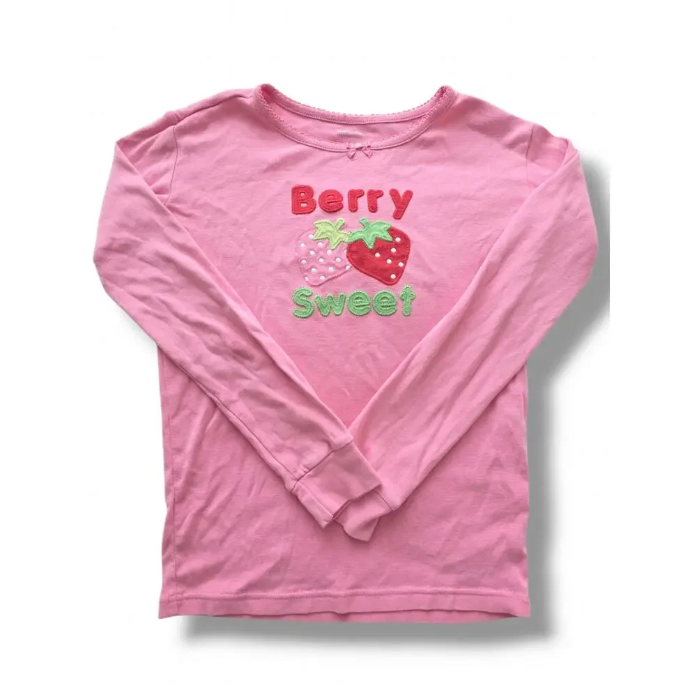 Gymboree Girls Size 12 Pink Berry Sweet Strawberry 2 Piece Snug Fit Pajama Set